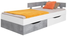 Posteľ s úložným priestorom Hanoi PR15 / PR16 L/P, Rozmer postele: 120x200, Farby: biely / beton