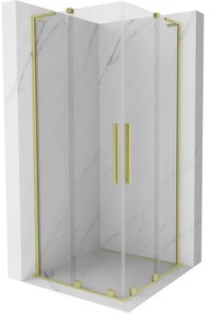 Mexen Velar L Duo, sprchový kút s posuvnými dverami 90 x 90 cm, 8mm číre sklo, zlatá matná, 871-090-090-02-03-55