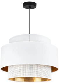 Závesné svietidlo Asti, 1x PVC/biele textilné tienidlo, (fi 45cm), g/c, b