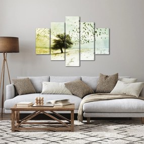 Obraz - Maľovaný kŕdeľ vtákov (150x105 cm)
