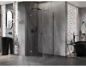 Mexen Lunar T, sklápací sprchový kút ľavý 110 x 110 cm, 8mm číre sklo, profil grafit brúsený, 834T-110-110-66-00-L