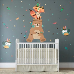 Detské samolepky na stenu Ambiance Bear Indian Happy