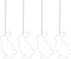 Veľkonočné ozdoby, set 4 ks, zajačiky – biele