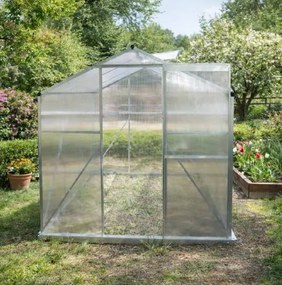 Skleník so základňou BestBerg BBGH‑606S / 3,61 m² / 190 × 190 × 194 cm / strieborná