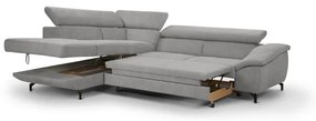 Rozkladacia rohová sedacia súprava BRESCIA L s úložným priestorom, ľavá, sivá