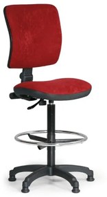 Euroseat Zvýšená pracovná stolička MILANO II bez podpierok rúk, permanentný kontakt, klzáky, červená
