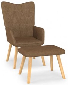vidaXL Relaxačná stolička s podnožkou 62x68,5x96 cm sivohnedá látková-