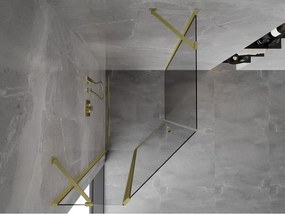 Mexen Mist, päťuholníkový sprchový kút výklopný 80 x 100 cm, číre sklo, zlatý matný profil, 8A8-080-100-55-00