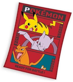 Detská deka Carbotex Pokémon Pikachu MewToo aCharizard, 110 x 140 cm