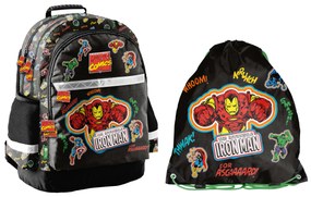 Paso Školský set trojkomorový batoh + vak na chrbát Iron Man