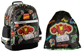 Paso Školský set trojkomorový batoh + vak na chrbát Iron Man