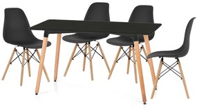 Čierny jedálenský set 1+4, stôl BERGEN 120 + stolička YORK OSAKA