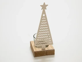 Vianočný kovový svietnik CHRISTMAS TREE 18 cm zlatý