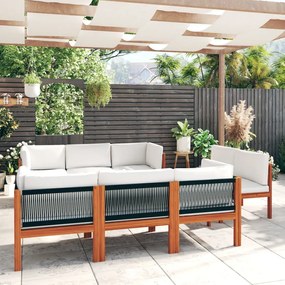 vidaXL 9-dielna záhradná sedacia súprava+podložky, krémová, akácia