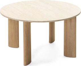 Jedálenský stôl Rimley 130 cm z masívu jaseň/travertín