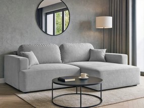Rohová sedačka s funkciou spania Sunny pravá s úložným priestorom na posteľnú bielizeň, svetlosivá