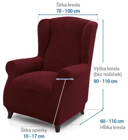 Super strečové poťahy HARMONIA bordó kreslo ušiák (š. 70 - 100 cm)