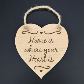 AMADEA Drevené srdce s textom Home is where ...., masívne drevo, 16x15 cm