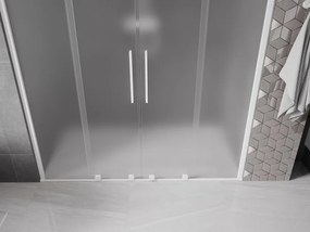 Mexen Velar Duo, posuvné sprchové dvere do otvoru 200 cm, 8mm sklo námraza, biela matná, 871-200-000-32-20