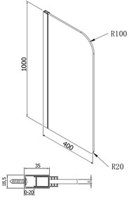 Sapho Sapho, Deliaca stena medzi pisoármi 40x100cm, mliečne sklo, PW140