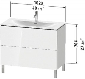 DURAVIT L-Cube stojaca skrinka pod umývadlo na nožičkách, 2 zásuvky, 1020 x 481 x 856 mm, biela vysoký lesk, LC659802222