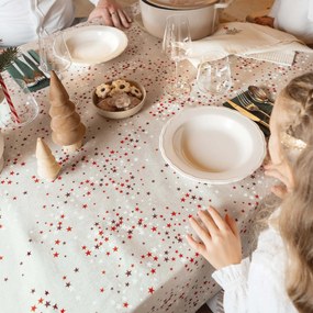 Goldea vianočný hranatý obrus valencia - hviezdičky na režnej 100 x 140 cm