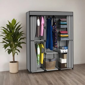 Textilná šatníková skriňa CELINA - 8 políc - antracit