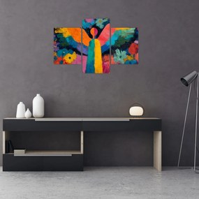 Obraz - Abstraktný anjel s kvetmi (90x60 cm)