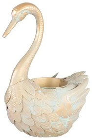Plechový kvetináč do záhrady Labuť zlatá 35x18x43 cm