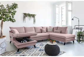 Pudrovoružová rozkladacia pohovka do "U" Miuform Charming Charlie, pravý roh