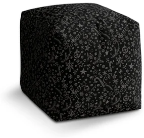 Sablio Taburet Cube Vianoce na čiernej: 40x40x40 cm