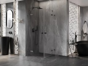 Mexen Lunar Duo, výklopný sprchový kút 90 x 90 cm, 8mm číre sklo, profil grafit brúsený, 834-090L-090P-66-00