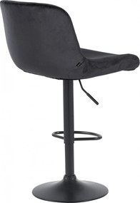 Barová stolička Solon - zamat, čierny rám - čierna
