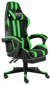 Herná stolička s opierkou na nohy čierna a zelená umelá koža