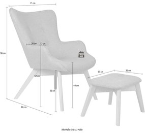 Sivé kreslo s podnožkou Niko – Ropez