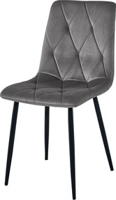 AKCIA Tmavosivá zamatová jedálenská stolička LIBRA s čiernymi nohami II. akosť