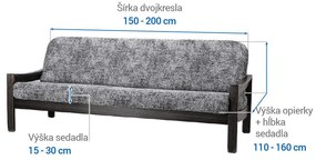 Bielastické poťahy MARMO šedé trojkreslo s drevenými rúčkami (š. 150 - 200 cm)