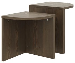 Tmavo hnedé konferenčné stolíky z borovicového dreva v súprave 2 ks Combine – Karup Design