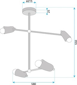 Toolight Toolight, 4-rammené stropné svietidlo, 4xE14, APP1708-4CP, čierna-zlatá, OSW-03628
