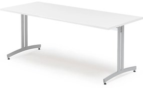 Jedálenský stôl SANNA, 1800x800 mm, biely, šedá podnož