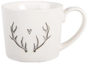 Biely hrnček paroží so srdiečkom Love Deer - 12 * 8 * 7 cm / 275 ml