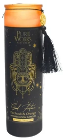 Arome Organická svieca Patchouli & Orange 300 g vo farebnom vysokom pohári so strapcom