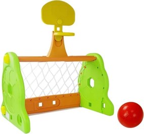 LEAN Toys Futbalová bránka Basketbal 2v1 pre deti Zelená oranžová
