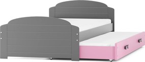 Posteľ s prístelkou LILI 200x90 Grafitová - Ružová