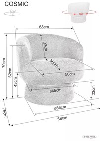 Designové otočné křeslo Cosmic šedé