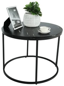 Konferenčný stolík, čierny mramor/čierny kov, GAGIN