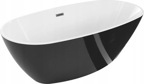 Mexen Eris voľne stojaca vaňa 180 x 80 cm, biela/čierna, prepad gun gray br