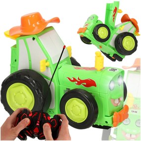 KIK RC skákajúci a tancujúci traktor s prívesom, diaľkovo ovládaný, zelený