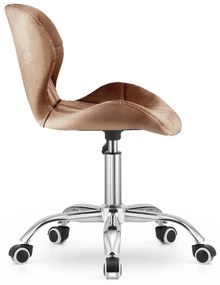 Set do pracovne ZARIMO stôl 80x40 cm, biela + kreslo AVOLA VELVET svetlo hnedé