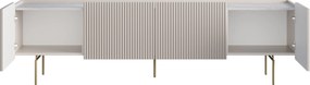 TV stolík Malmi 200 cm - kašmírová / crema bianca / zlatá